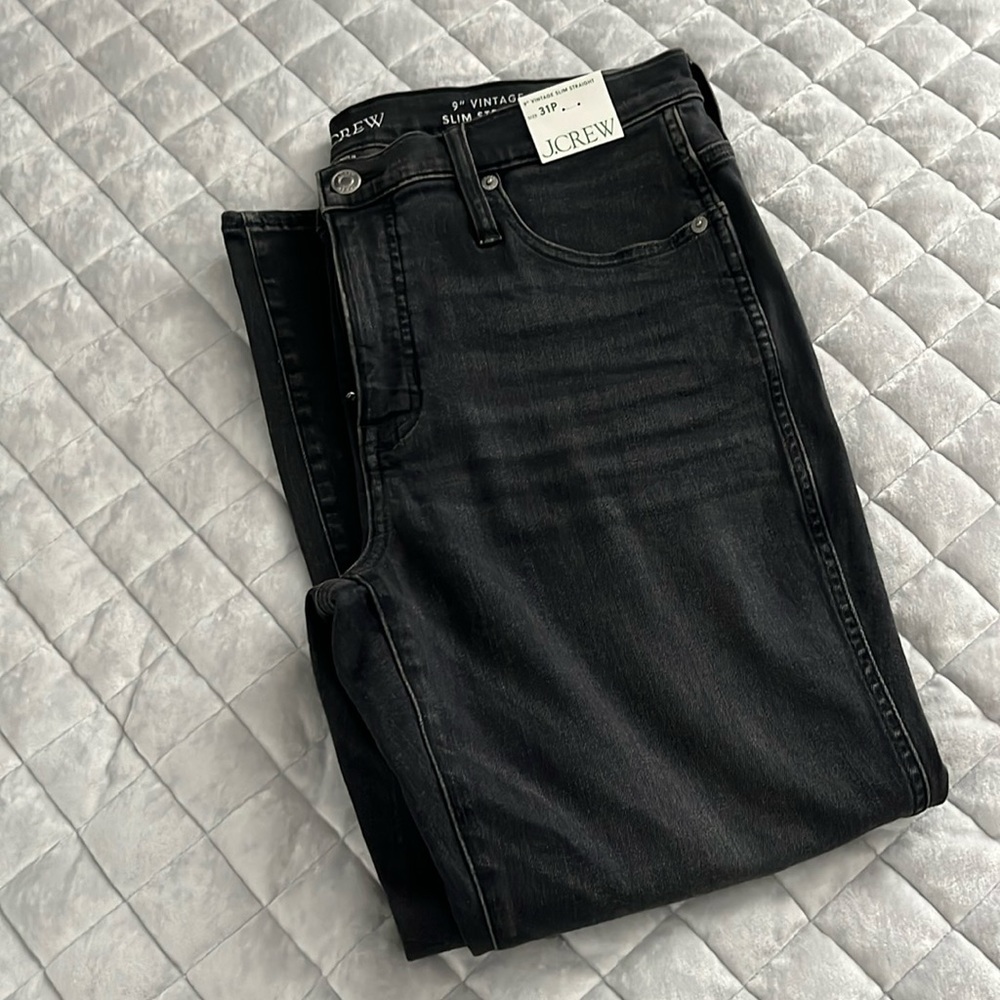 NWT J. Crew Vintage Slim Straight Jeans Faded Black 31P